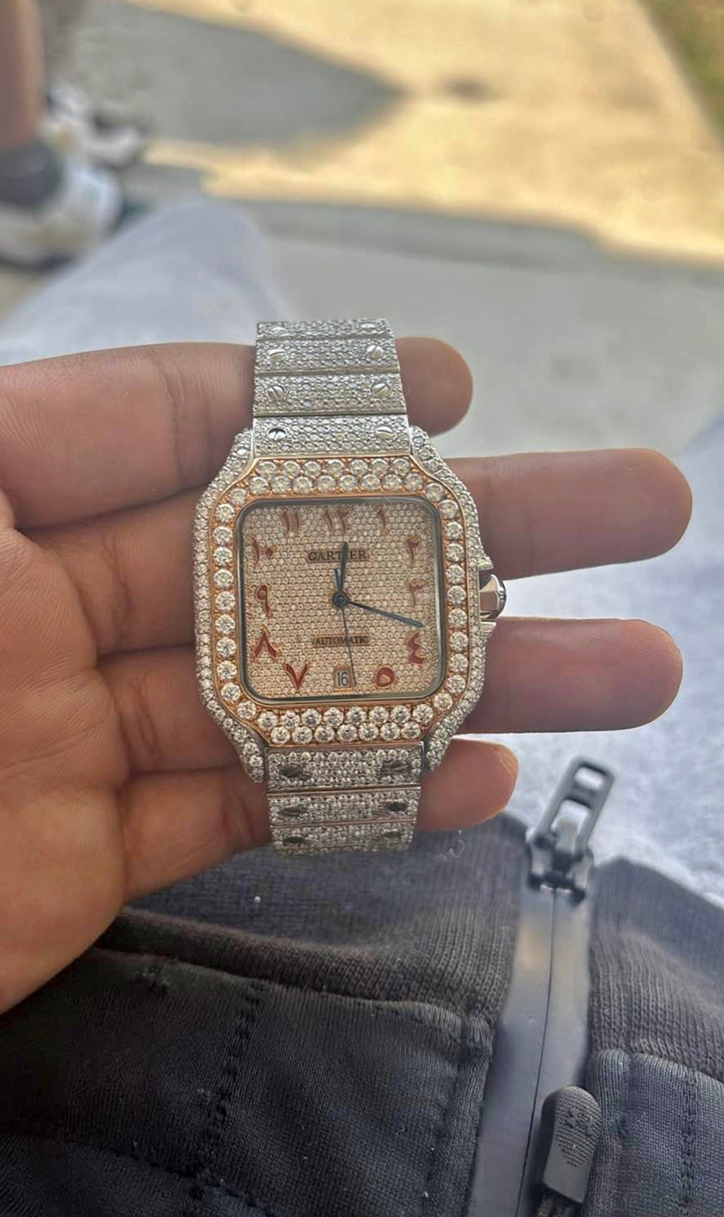 Silver 44mm Moissanite Carti Watch