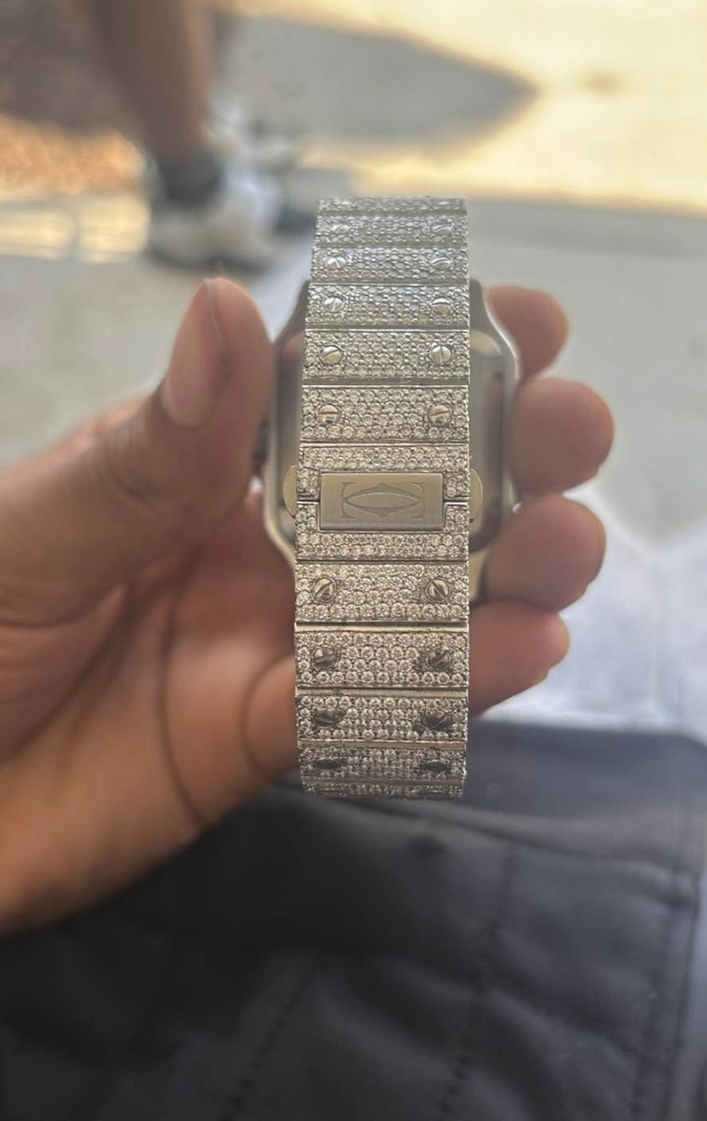 Silver 44mm Moissanite Carti Watch