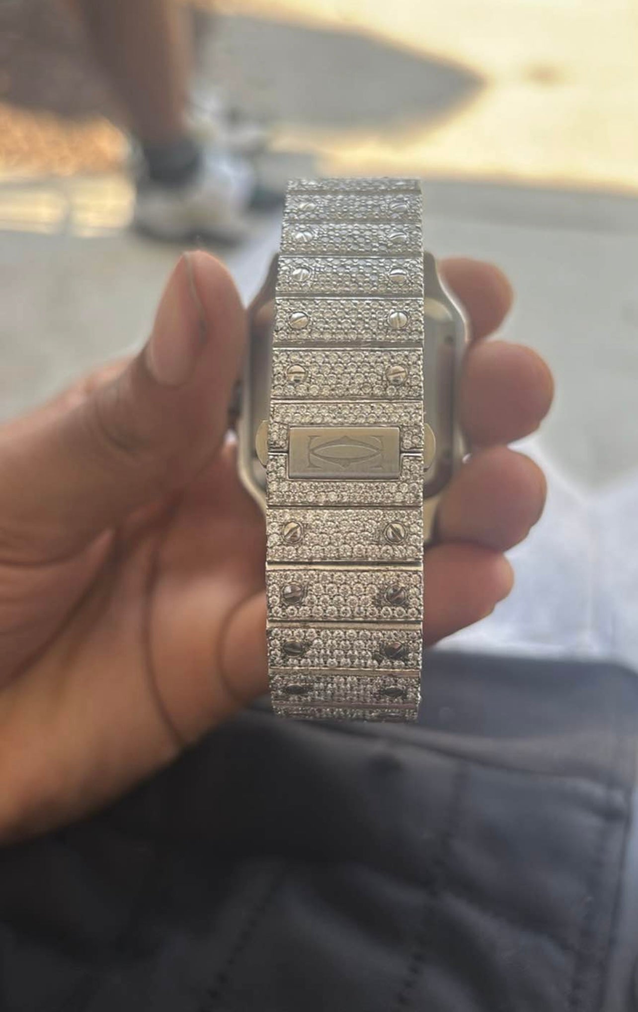 Silver 44mm Moissanite Carti Watch